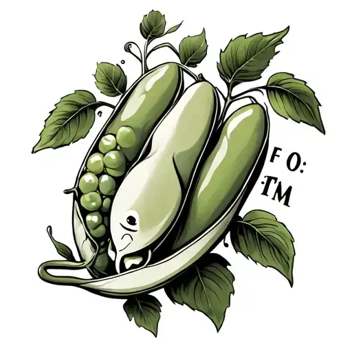 three peas in a pea pod with one bean having F O M tattoo design idea