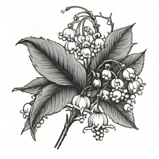 lily of the valley hawthorn flower tattoo design idea