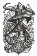 plague doctor surrounded tattoo design idea