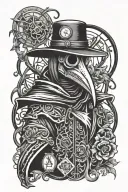 plague doctor surrounded tattoo design idea