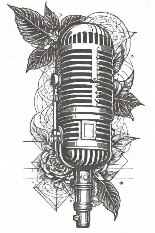 classic old school  microphone tattoo design idea
