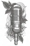 classic old school  microphone tattoo design idea