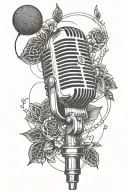classic old school  microphone tattoo design idea