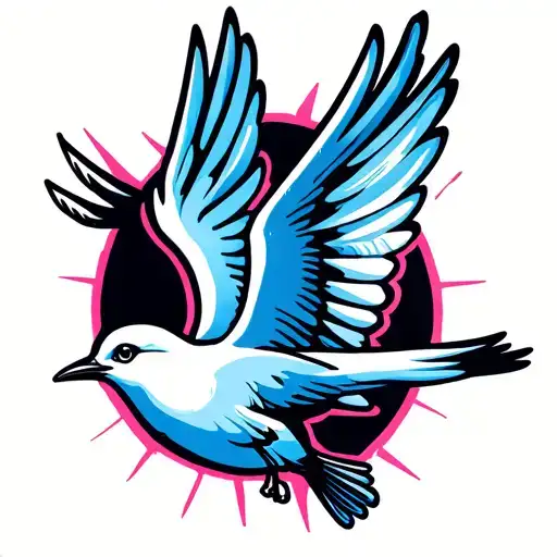 peace dove flying mockingbird flying with its wings tattoo design idea