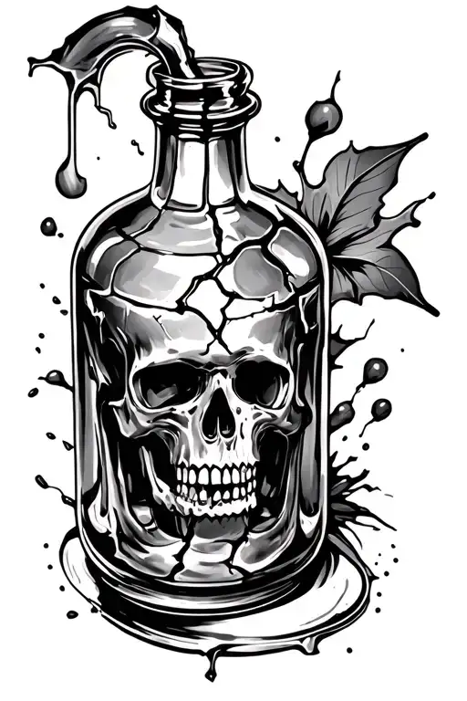 broken poison bottle tattoo design idea