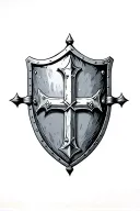 crusader shield on forearm tattoo design idea