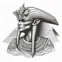 Thoth Egyptian God with pyramids tattoo design idea