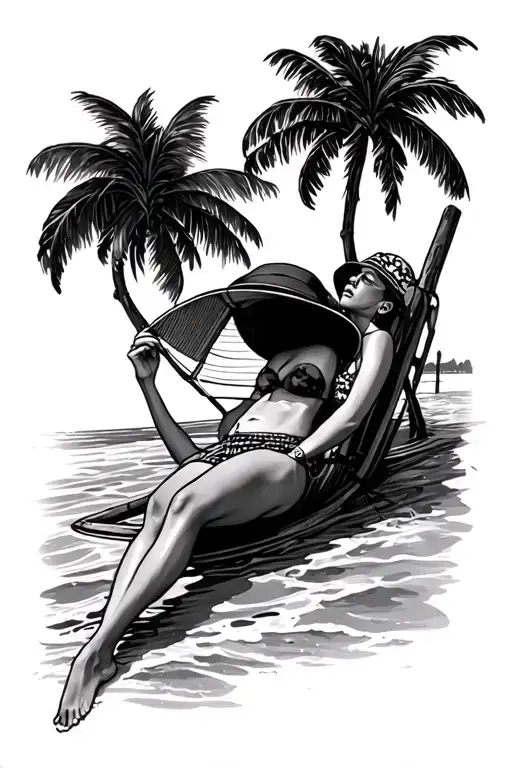 Beach bum relaxing tattoo design idea