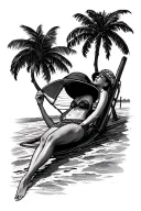 Beach bum relaxing tattoo design idea