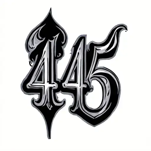 old english numbers 445 tattoo design idea