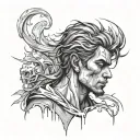 sketch tatoo overthinker man tattoo design idea