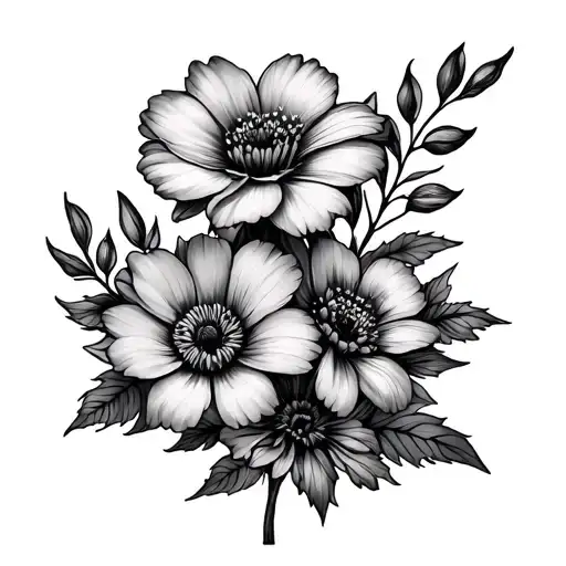 birth flowers September October November April birth month tattoo design idea