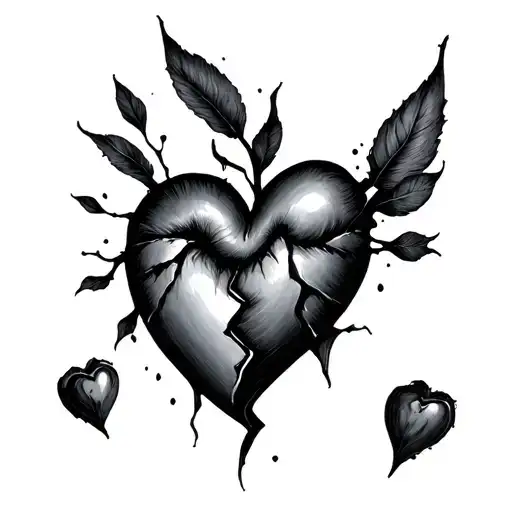 broken heart tattoo design idea