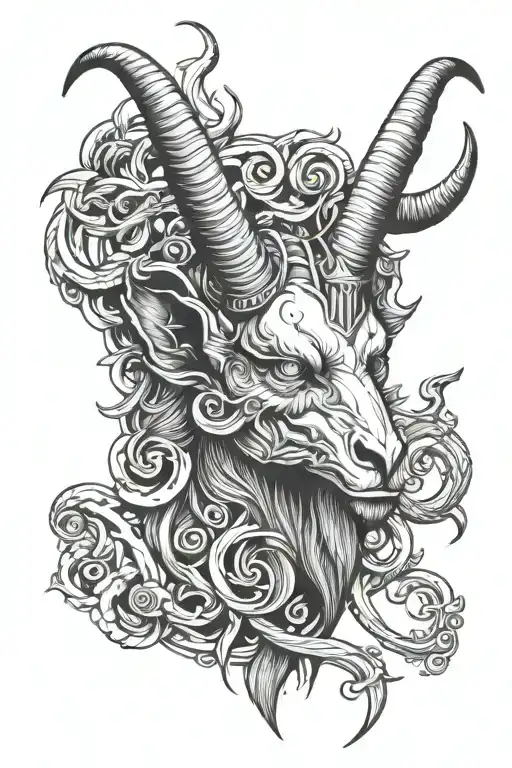 baphomet head tattoo design idea