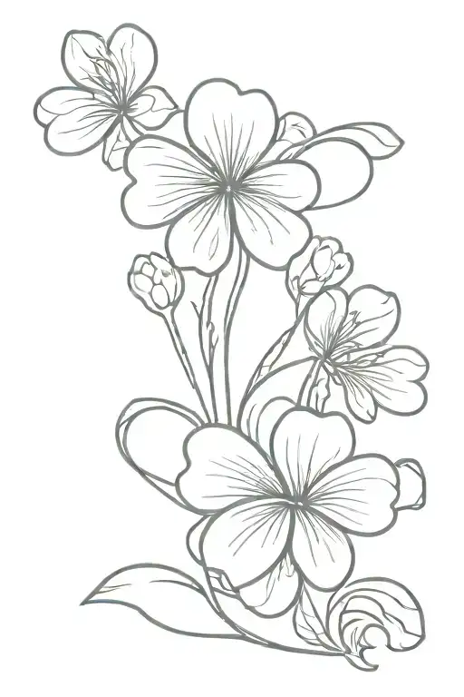 flower bouquet August, February, april, September with a shamrock  tattoo design idea