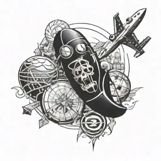 Travel and sports and studies tattoo design idea