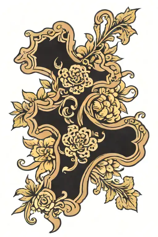 cheetah print background flowered cross tattoo tattoo design idea