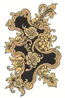 cheetah print background flowered cross tattoo tattoo design idea