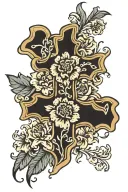 cheetah print background flowered cross tattoo tattoo design idea