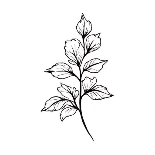 flower stem with leafs tattoo design idea
