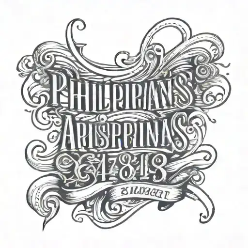two lines that connect to the word Philippians 4:13 written tattoo design idea