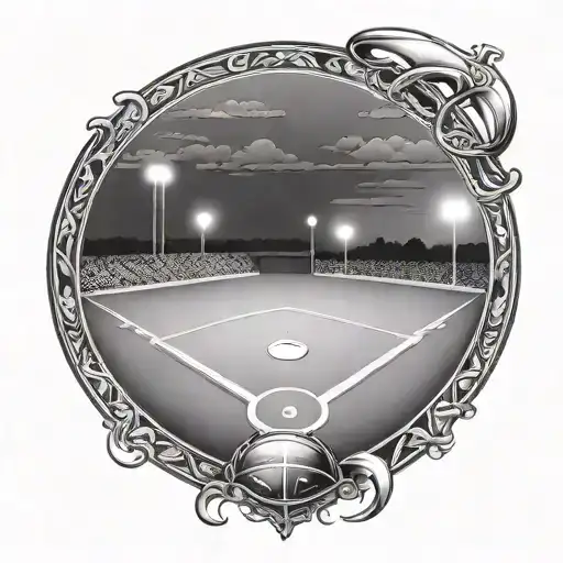 baseball field under lights shining tattoo design idea