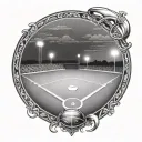 baseball field under lights shining tattoo design idea
