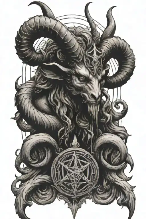 Baphomet intertwined tattoo design idea