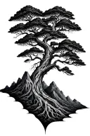 mountains neural network tree tattoo design idea