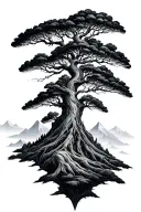 mountains neural network tree tattoo design idea