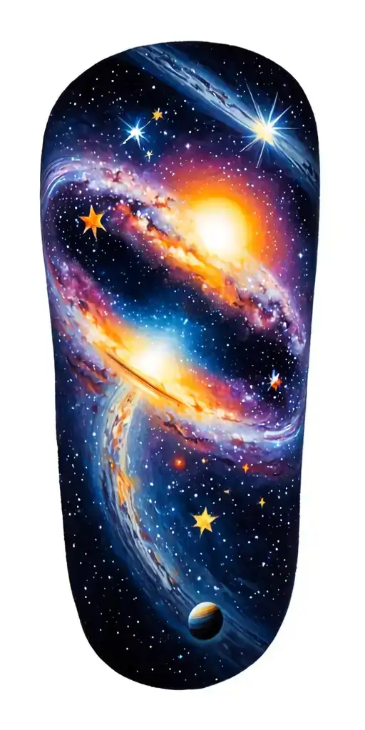 outerspace galaxy filled with stars add all planets add colorful stars tattoo design idea