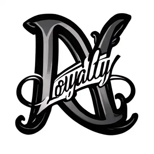Show me an idea of elegant tattoo which mixes words "loyalty" a "royalty". tattoo design idea