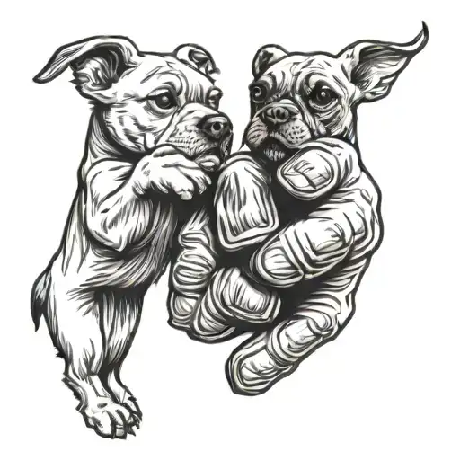 dog fist bumping tattoo design idea