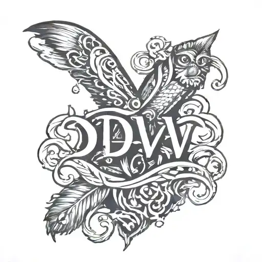 Tattoo with no style, written "DAV" on ring finger tattoo design idea