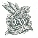 Tattoo with no style, written "DAV" on ring finger tattoo design idea