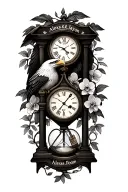 "Alexa & Jaydon" incorporate a bald eagle, orchid vine wrappedclock or hourglass with a lock and key to resemble protection of my kids tattoo design idea