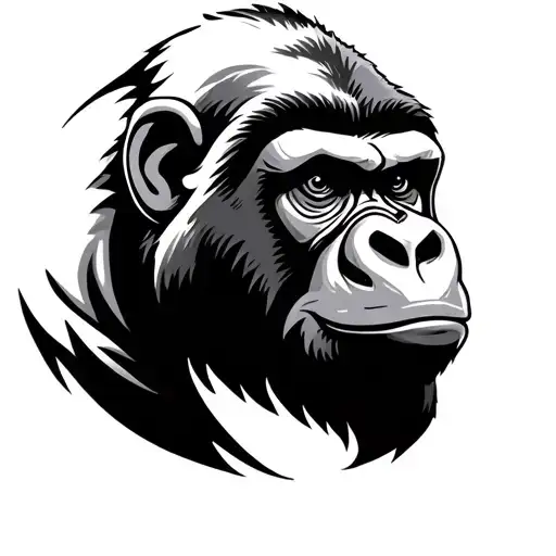Natural gorilla face tattoo design idea
