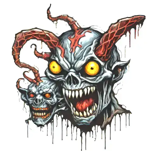 creepy stencil horror oil painting nightmare tattoo design idea