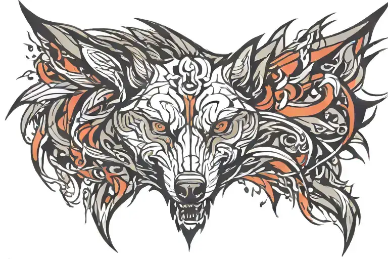 Evil wolf head tattoo design idea