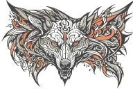 Evil wolf head tattoo design idea