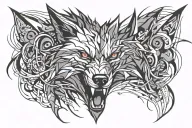 Evil wolf head tattoo design idea