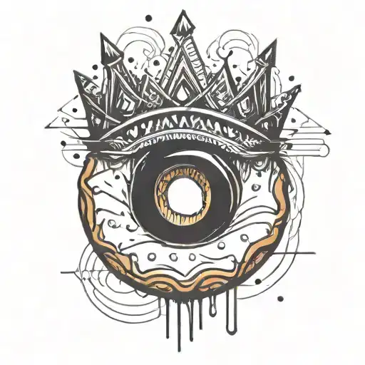 donut with a crown on top tattoo design idea