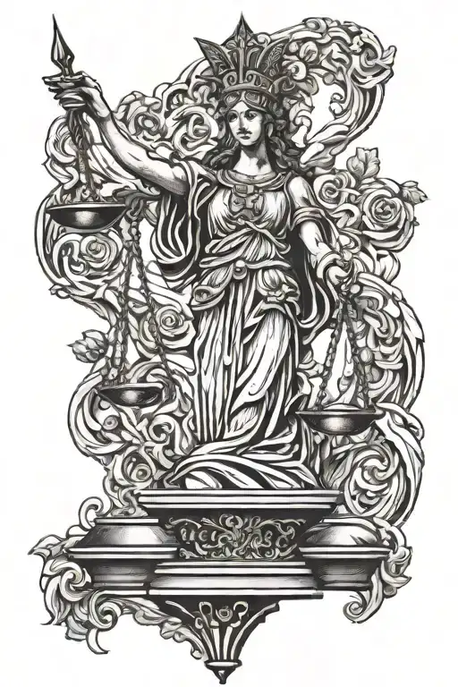 lady justice tattoo design idea