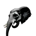 elephant face half skull tattoo design idea