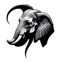 elephant face half skull tattoo design idea