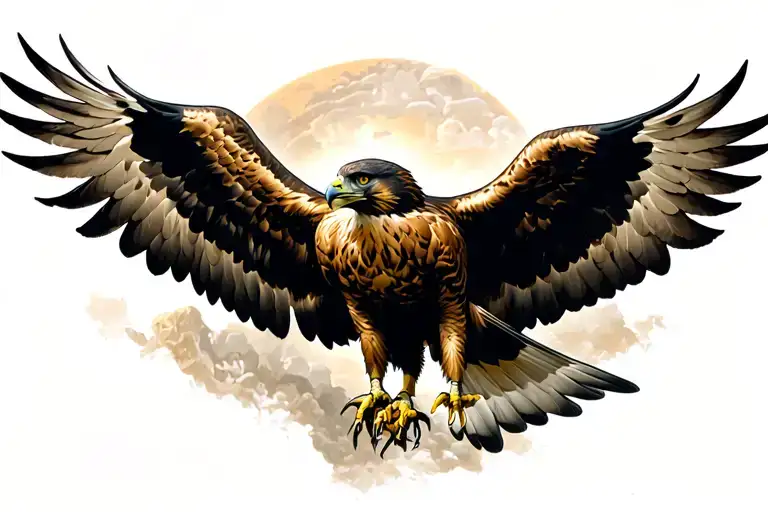 hawk wings spread tattoo design idea