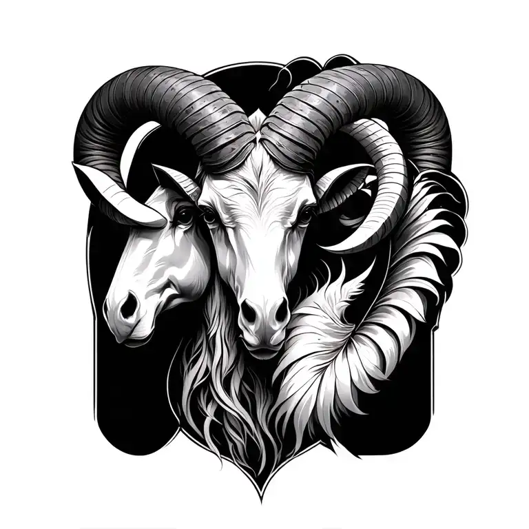 aries and capricorn and sagittarius zodiac  merged  tattoo design idea