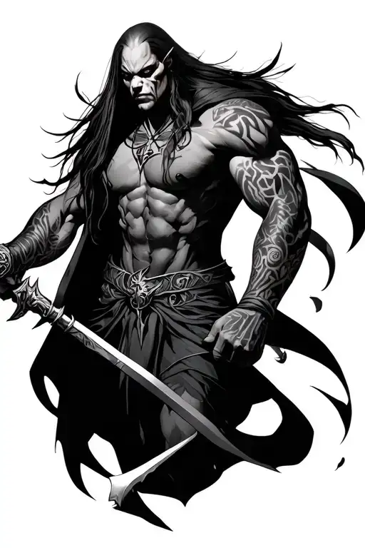 full body Nuada Silverlance from Hellboy  tattoo design idea