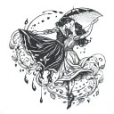 dance between the raindrops falling tattoo design idea