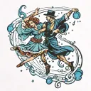 dance between the raindrops falling tattoo design idea